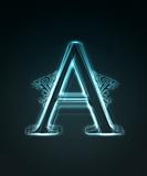 Glowing font. Shiny letter A