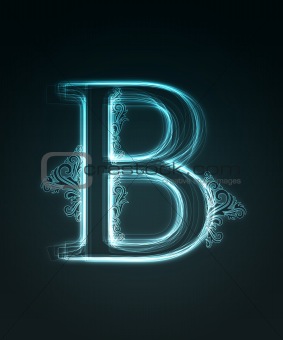 Glowing font. Shiny letter B