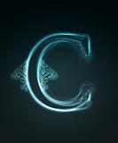 Glowing font. Shiny letter C