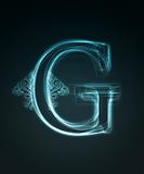Glowing font. Shiny letter G