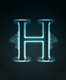 Glowing font. Shiny letter H
