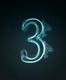 Glowing font. Shiny number 3