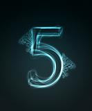 Glowing font. Shiny number 5