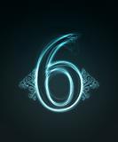 Glowing font. Shiny number 6