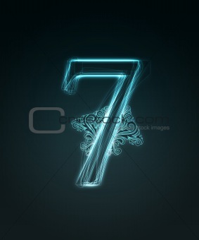 Glowing font. Shiny number 7