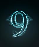 Glowing font. Shiny number 9