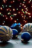 Beautiful Christmas balls on the background lights.
