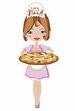 Girl with pizza.