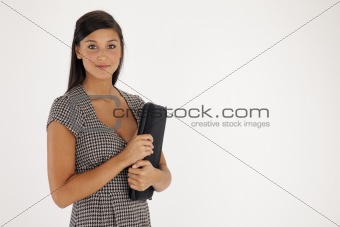 Portrait of a Young Woman With Laptop Case