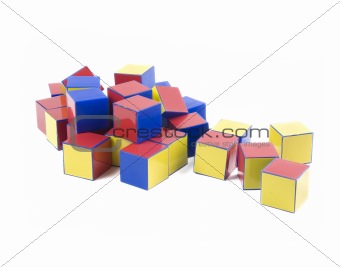small heap of color plastic bricks toys