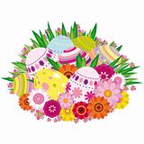 Floral background with Easter eggs