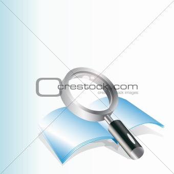 Realistic vector magnifying glass and notebook.