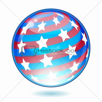 USA America shiny button flag - vector illustration. Isolated ab