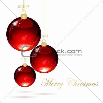 Christmas balls with ribbons on white background 