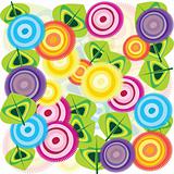 Abstract background with colored flowers and leaves