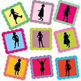 Abstract cards with kids silhouettes on it