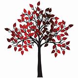 Abstract tree with red leaves