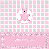 baby greeting card with pink bear