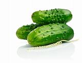 three cucumber fruits isolated on white