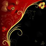 Red, black and golden floral frame
