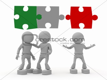 People as puzzle. Some need, but other no