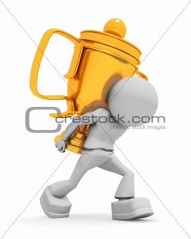 Worker carries cup