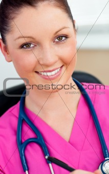 Portrait of a self-assured female surgeon sitting in her office