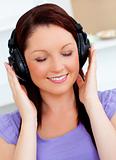 Blissful woman listen to music 