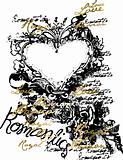 fancy heart scroll ornament emblem