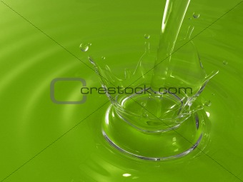 Pouring water creating ripples and splashing
