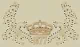 royal crown with scroll ornate emblem