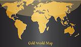 Gold map of world.
