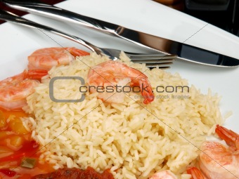 Rice and shrimp