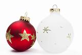 red and white dull christmas balls
