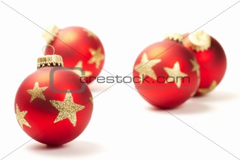 red christmas ball in front of others
