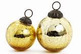 two vintage golden christmas balls