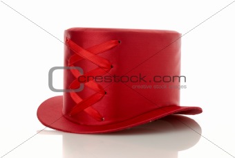 Red hat with ribbon