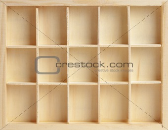 Wooden box on fifteen cells