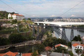 Maria Pia and Sao Joao bridges in Porto, Portugal