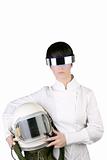 futuristic spaceship aircraft astronaut helmet woman