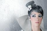 fahion makeup hairstyle woman futuristic silver