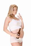 Unhealthy pregnant woman with cigarette and beer