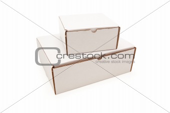 Stack of Blank White Carboard Boxes Isolated on a White Background.