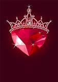 Crystal heart with  crown