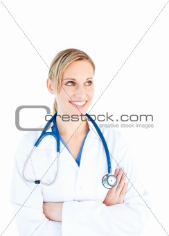 Smiling female doctor with folded arms