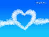 Clouds heart on sky background. Vector