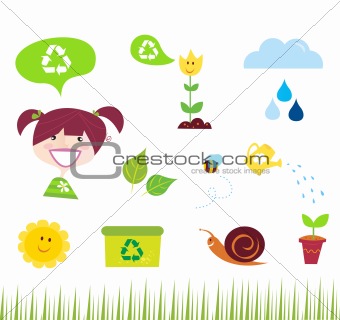 Agriculture, garden and nature icons isolated on white background