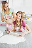 Animated female friends baking togehter