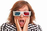 Portrait of surprised young woman with 3D glasses