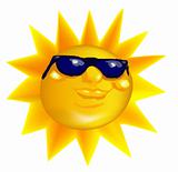 Funky fashionable sun wearing spectacles. Vector